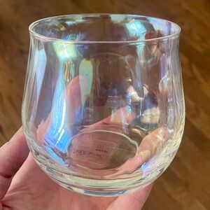 4x Anthropologie New York City Ballet Stemless Wine Glasses Iridescent Clear